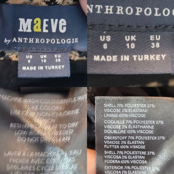 Anthropologie Leopard Cutout Back Mini Dress Sz 6 Puff Sleeves Ruffle Hem Knit - Picture 3 of 12